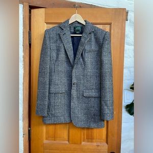 Lauren by Ralph Lauren Plaid Houndstooth Wool Blazer in Gray Tones, 4